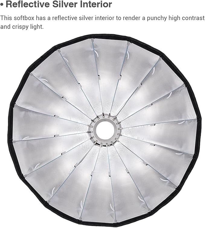 GODOX QR-P120 47.1 Inch/120CM Parabolic Softbox Bowens Mount, Quick Release Parabolic Softbox, with Front & Inner Diffuser for SL-60W AD600BM VL150 UL150 SL150II Amaran 100X 200D 200X w/Grid