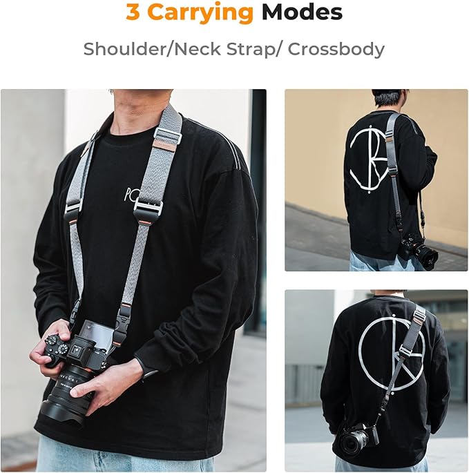 K&F CONCEPT 45mm Camera Neck Strap for Photographers Camera Strap Quick Release Clip Adjustable Sling Strap Compatible with Nikon Canon Sony Olympus DSLR Camera Silver