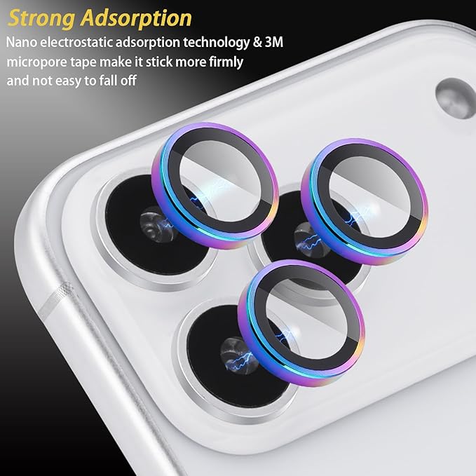 Camera Lens Protector for iPhone 17 Pro/17 Pro Max, Aluminum Alloy Tempered Glass Lens Protector with Installation Frame Fits for iPhone 17 Pro/17 Pro Max (Colorful)
