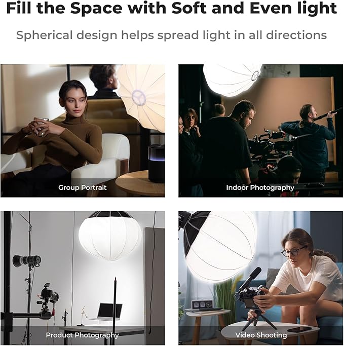K&F CONCEPT 33.5"/85cm Softbox Lantern Soft Light Modifier, Quick Release Light Diffuser Softbox, Compatible with Bowens Mount, with Carrying Bag, for Photography Studio Speedlite Flash and Monolight
