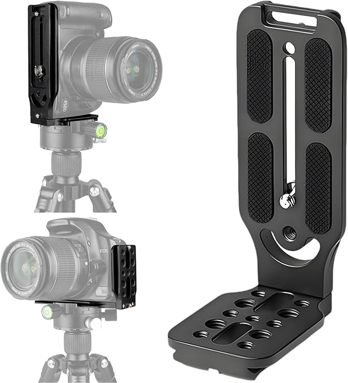 Bestoct DSLR Camera L Bracket with 1/4" & 3/8" Screw Hole, Vertical Horizontal Switching Tripod Mount Quick Release Plate Compatible with Canon Nikon Sony Stabilizer Tripod Monopod,for Arca Interface