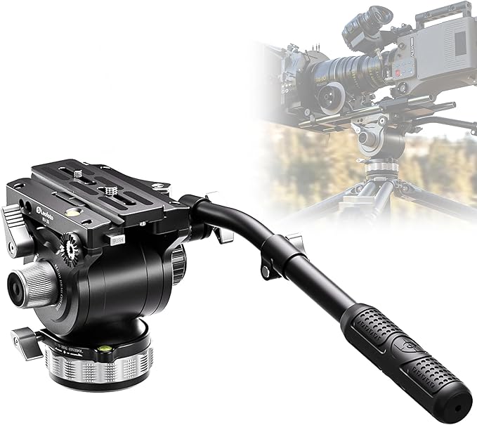 Leofoto Heavy Duty Video Camera Tripod Fluid Drag Pan Head with Arca Plate for DSLR Camera,Camcorders, 360° Rotating Tripod Head with Pan Lock, Load up to 33lbs (BV-20)