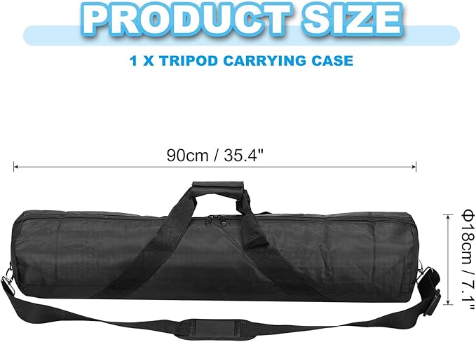 PATIKIL Tripod Carrying Case, 35.4" x 7.1" Heavy Duty Oxford Cloth Padded Tripod Bag with Adjustable Shoulder Straps and Handles for Light Stands Umbrellas Tripods Mic Speaker Stand, Black