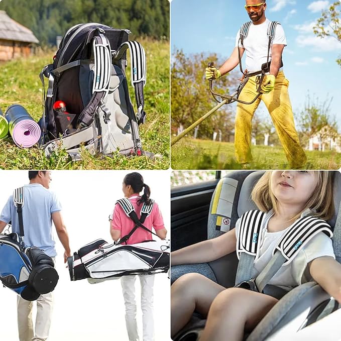 ZINZ 2-Pack Universal Shoulder Pad with Ultra thick Cushion for Bag Luggage Bag Crossbody, Plus Long & Anti-Slip & Breathable,Black White-2Pack