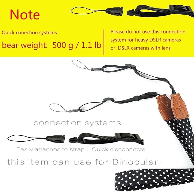 Camera Strap Women Camera Neck Strap Shoulder Belt Strap for Compact Digital Camera, Mirrorless Camera, Small DSLR Camera, Instant Camera(Black Dot)