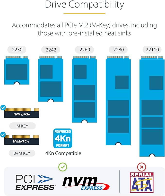 StarTech.com 1:1 M.2 NVMe Drive Duplicator, 90GBpm Standalone SSD Cloner/Copier, USB-C 3.2 20Gbps M.2 Dual-Bay Drive Dock, Black