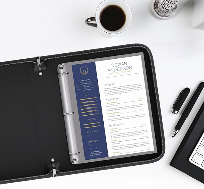 ZOOPIP Fireproof 3 Ring Binder with Zipper, 1.5 Inch D Rings Hold up 375 Sheets of 8.5" x 11" (A4), Compatible with Clear Page Protectors, Built-in Net and Pen Holder(Black, 1 Pcs)