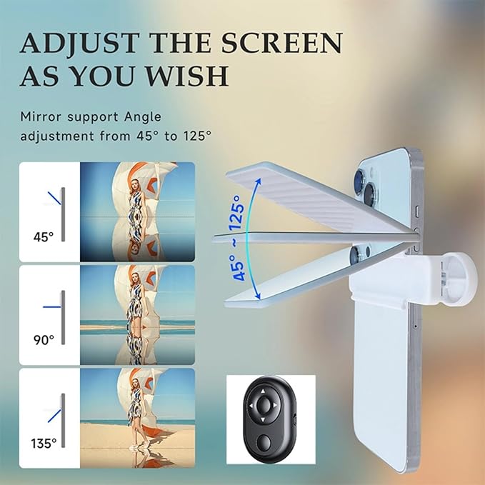 Yoidesu Smartphone Camera Mirror Reflection Clip Kit, Realm Mirror Reflection Creative Photography, HD Glass Phone Reflection Mirror for Outdoor Travel Photography, Yoidesu6ftewcx87y