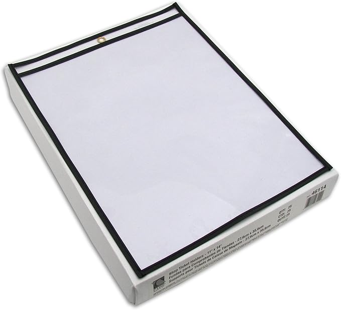 C-Line Stitched Shop Ticket Holders, Both Sides Clear, 11 x 14 Inches, 25 per Box (46114)
