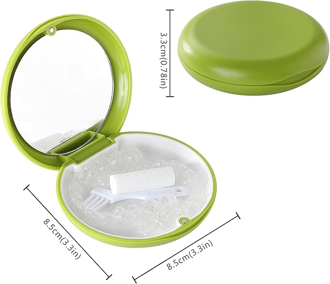 2 PCS Retainer Cases, Compatible with Invisalign, Mouth Guard Case with Mirror, Suitable for Storage Retainer Removal Tool, Chewy, and Brush (1PCS Green White+1PCS Black Purple)