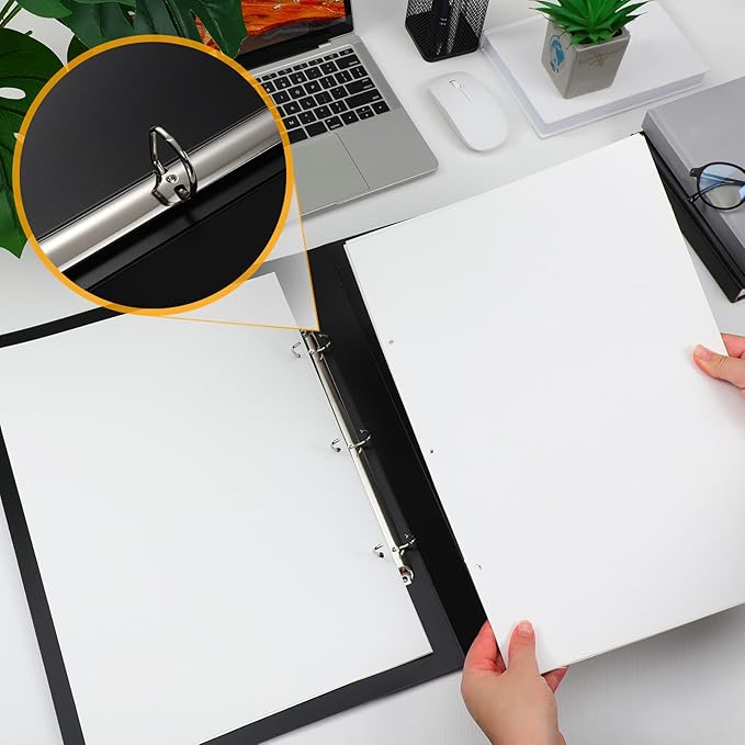 Resholder 2 Pcs 3 Ring Binder 11"x17" Binder Poly Panel Featuring 1" D Ring Fit 11" x 17" Paper Size for Store Artwork Poster Paper PP Material (White)