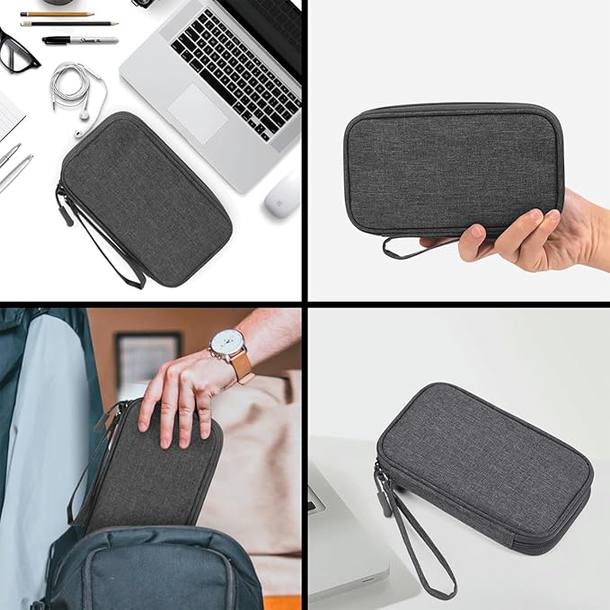 Electronic Organizer Travel USB Cable Accessories Case Bag, Waterproof Electronics Accessories Bag Organizer Case for USB, Cable, Cord, Charger, Phone, Power Bank, Earphone (Dark Gray)