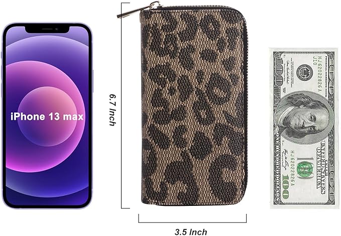 Cellphone Wallet for Women Dual Zipper Long Purse with Removable Wristlet