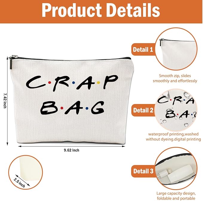 2 PCS Funny Gifts for Women Makeup Bag, Best Friend Birthday Gifts for Women, Funny Cosmetic Bags, Sister Christmas Graduation Friendship Gift for Daughter From Mom, Black White Travel Organizer