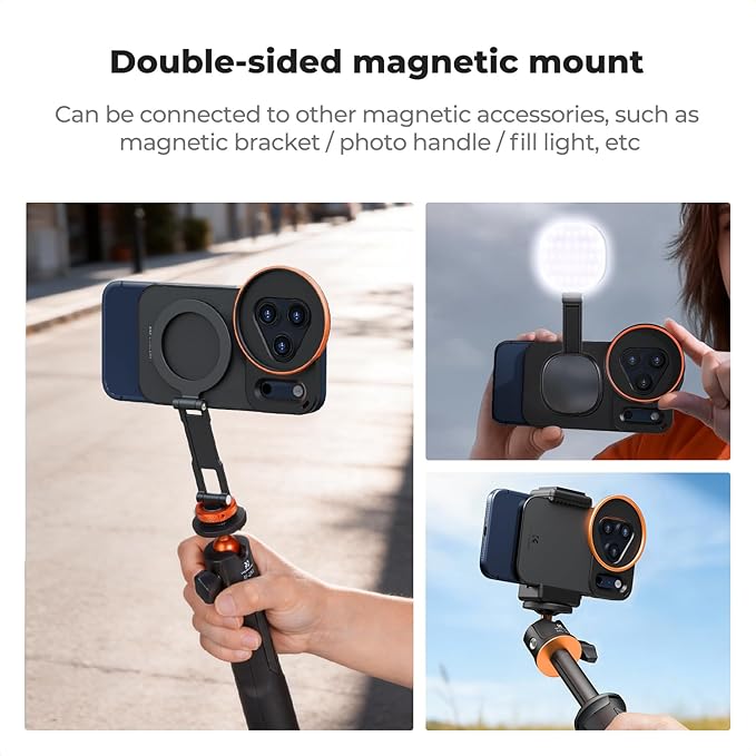 K&F CONCEPT Double-Sided Magnetic Lens Filter Mount Adapter, Compatible with iPhone 17 Pro Max and 58mm Threaded Filters, iPhone Filter Mount (Filter Not Included)