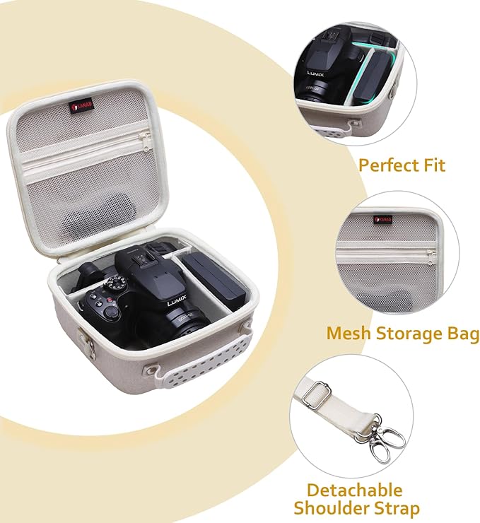 XANAD Hard Camera Case Bag Compatible with Canon EOS Rebel T7/ T100/ R50/ R50 V/RP/ R8/ R6 Mark II/ R7/ R10 DSLR Mirrorless Cameras, for Canon Sony Kodak Panasonic Nikon DSLR Mirrorless Camera, Cream