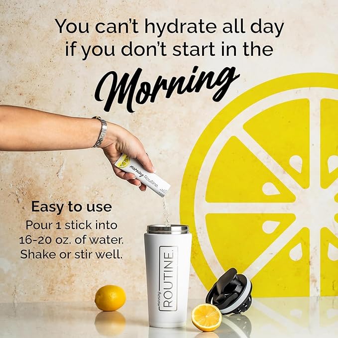 ROUTINE Morning Daily Hydration | Electrolyte Powder Packets with Apple Cider Vinegar, Lemon, and Sea Salt | Keto & Paleo-Friendly Electrolyte Drink Mix (10 Pack)