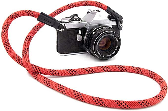 Camera Strap Vintage 100cm Nylon Climbing Rope Camera Neck Shoulder Strap for Micro Single and DSLR Camera.(Red/Black)