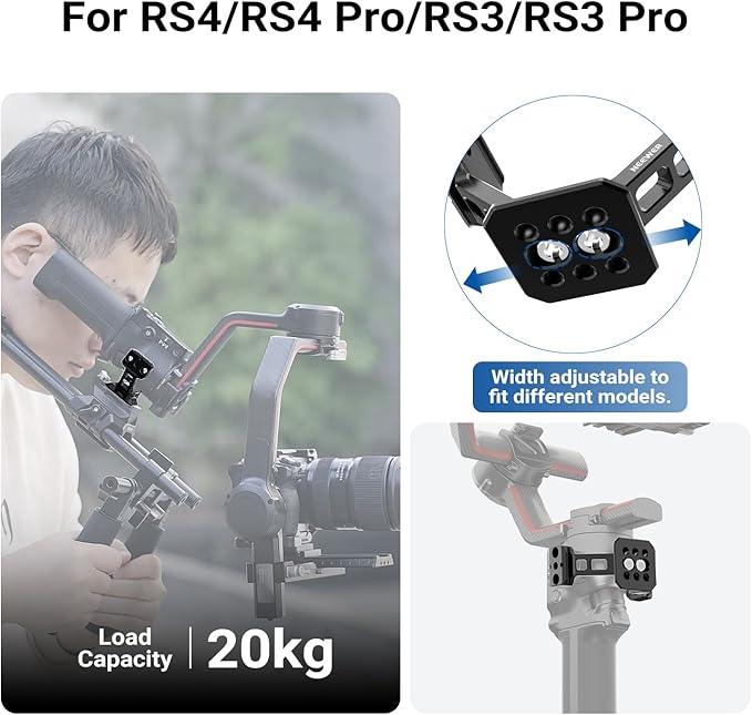 NEEWER Gimbal Mount for RS5/RS4/RS4 Pro/RS3/RS Pro, Arca Type Quick Release Shoulder Rig NATO Rail Camera Stabilizer Adapter Compatible with DJI SmallRig V Mount Battery Accessories, GA031