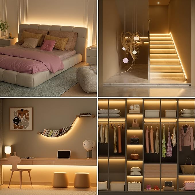 PAUTIX COB LED Strip Lights,RGBW LED Lights RGB+2700K Warm White UL Listed Dotless 24V Color Changing LED Tape Light for Ceiling,Cabinets,Bedroom,Party Lighting(Power Supply & Controller Not Included)