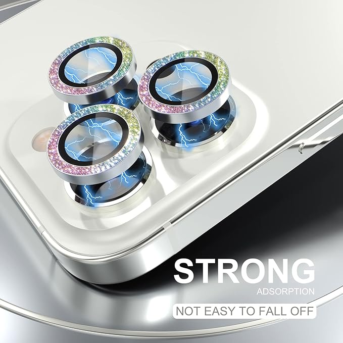 Choiche Compatible for iPhone 14 Pro/iPhone 14 Pro Max Camera Lens Protector Bling, 9H Tempered Glass Camera Cover Screen Protector Metal Ring Decoration Accessories (Glitter-Colorful)