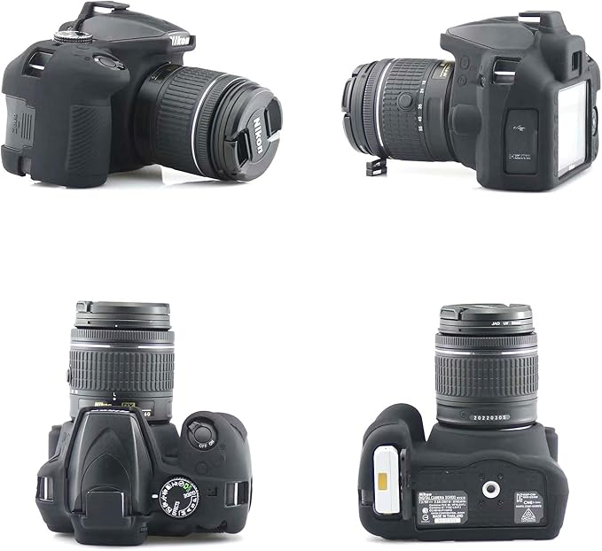 Professional Secure Silicone Camera Cases Bag Housing Rubber Body Skin for Nikon D3400 Digital SLR Camera (Black)