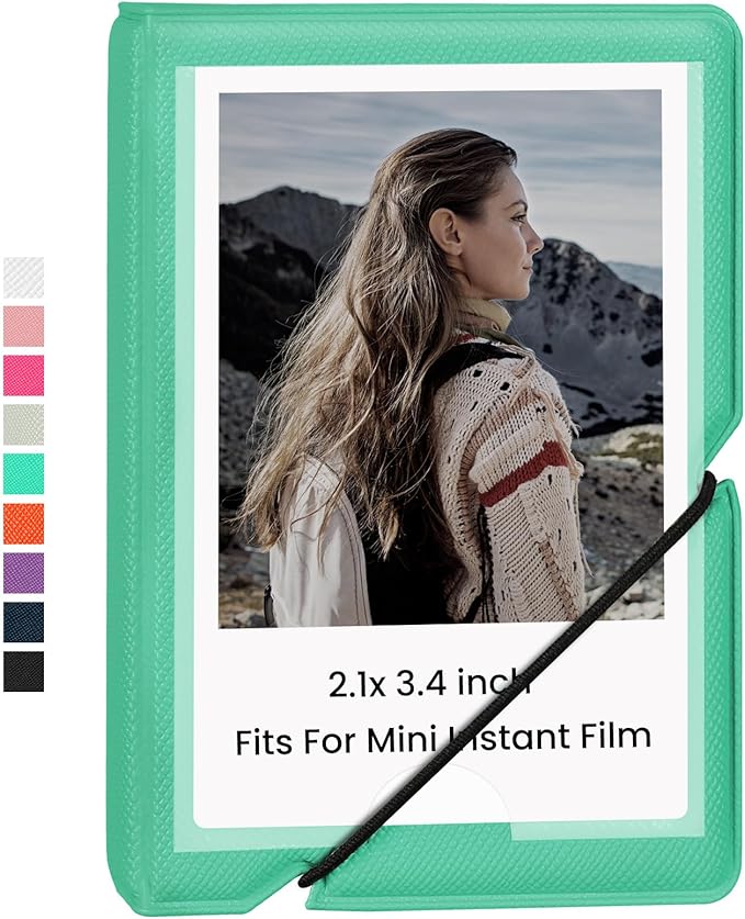 Lifting Mini Photo Album with 28 Pocket 2x3 Inch Pictures Fits for Fujifilm Instax Mini 7s 8 9 11 25 26 40 50s 90 Evo Z2300 Instant Camera, Polaroid Snap,Kpop Photocard Holder (Robin Egg Blue)