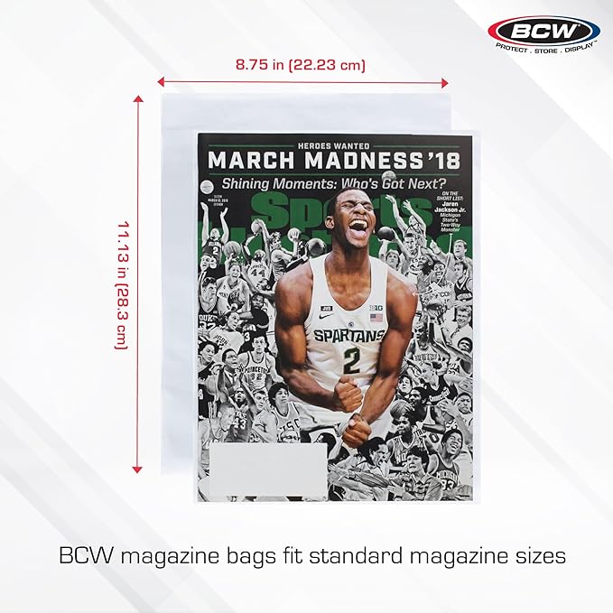 BCW Thick Magazine Bags - Pack of 200 | Acid-Free, Clear Polypropylene Sleeves for Archival-Quality Storage of Collectible Magazines | Protect and Showcase Your Valuable Comic Book Collection