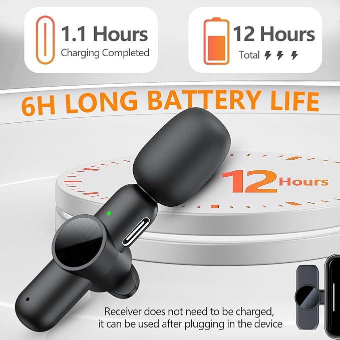Wireless Lavalier Microphone for iPhone/iPad/Android Phone, Professional Mini Microphone Plug-Play Wireless Mic for Interview Video Podcast YouTube TikTok