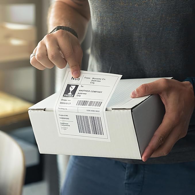 50 Half Sheet Shipping Labels 2 Per Sheet -25 Sheets Sticker Paper for Laser & Inkjet Printers Waterproof Shipping Labels - Strong Aadhesive for Packaging & Crafting