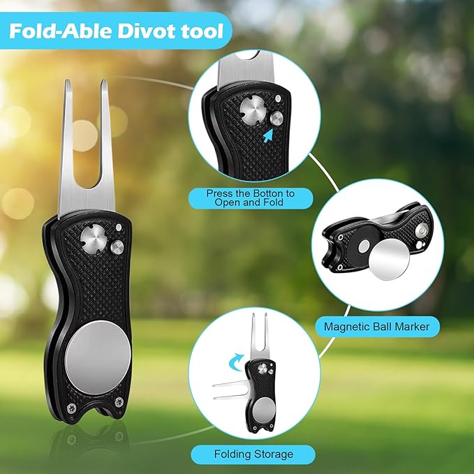 Golf Club Cleaning Kit,Golf Accessories,Golf Cleaning Kit with Golf Club Cleaner Water Brush,Towel,Divot Repair Tool,Groove Sharpener,Golf Ball Alignment Complete Golf Kit