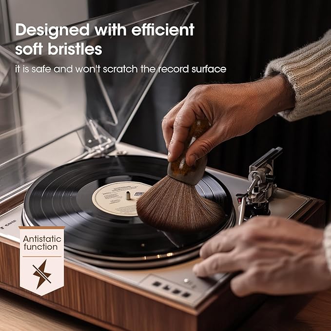 Vinyl Record Cleaning Brush - Ultra Soft Anti Static Brush for Vinyl Records - Essential Record Player Accessories for Flawless Vinyl Care