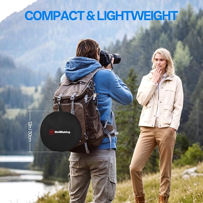WELLMAKING 24'' x 36'' (60 x 90cm) Photography Reflector 5-in-1 Collapsible Light Reflector with Bag & tilt Adapter, Portable Light Reflector Photography Panel for Studio Video & Outdoor Lighting
