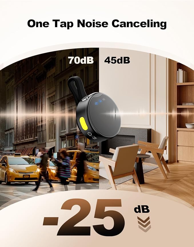 Rythflo Wireless Mini Microphone for Camera/iPhone/Android/iPad/Laptop, Lav Mic with Charging Case, AI Noise Reduction, 50H Battery, 230ft Range, Lavalier Microphone for Video Recording, YouTube, Vlog