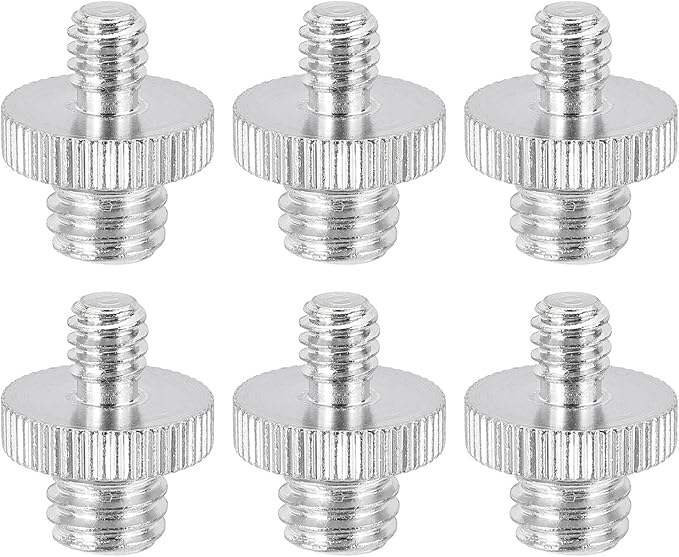 PATIKIL 3/8" Male to 1/4" Male Thread Camera Tripod Screw Adapter, 6 Pcs Camera Converter Screw Adapter Connector for Microphone Tripod Monopod Ball Head Light Stand Mount, Silver