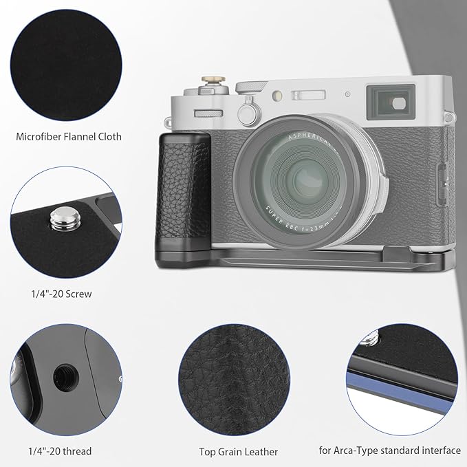 Haoge Handle Hand Grip for Fujifilm Fuji X100VI Camera L-Shape Grip HG-XVIB fit Arca Swiss Kirk RRS Quick Release Plate Camera Benro Bracket