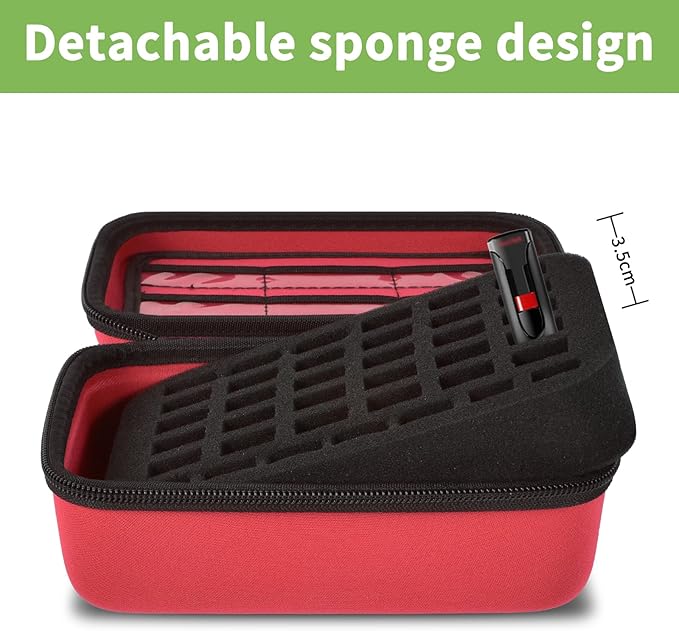 USB Flash Drive Case, SD Card & Memory Stick & Thumb Drives Pouch for SanDisk, for Samsung, Hard Shell Protective Storage Organizer - for IT Admins, Photographers & Film Crews - Box Only- (Red)