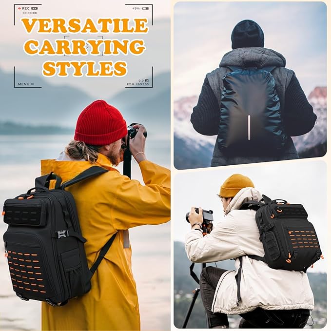 HAMBOLY Professional Camera Bag Backpack, Large Waterproof Photography Bag Case for DSLR/SLR/Mirrorless Camera with Tripod Holder/15.6’’ Laptop Compartment/Rain Cover