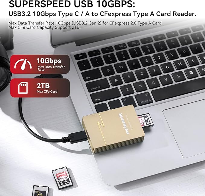 Pergear 256GB CFexpress Type A Memory Card, Up to 780MB/s Read Speed & 780MB/s Write Speed for 4K 120P with Card Reader