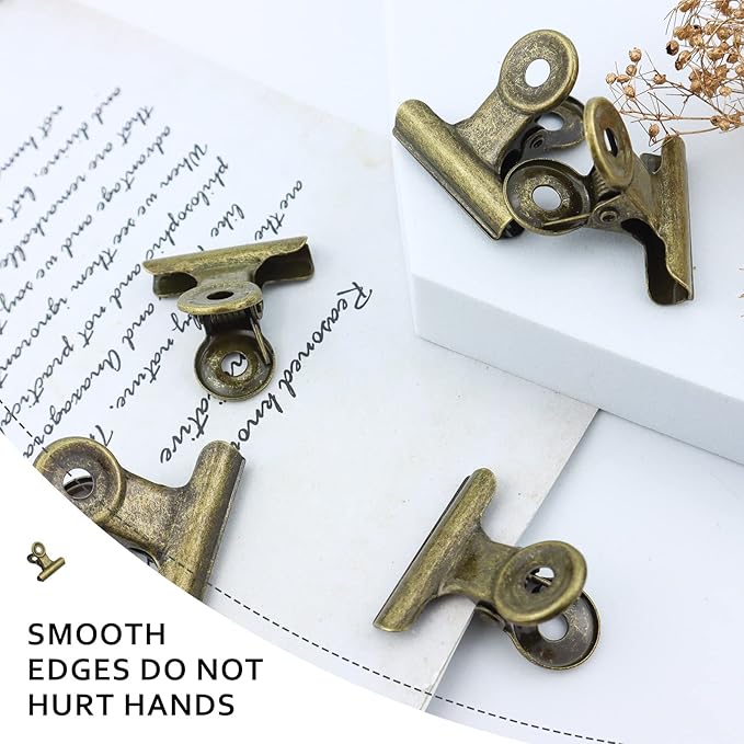 YETOOME 20 Pieces Metal Bulldog Binder Clips, 1.2 Inch Hinge Paper Clips Clamps for Food Bags, Pictures Photos, Art Crafts, Home Office Supplies (Bronze)