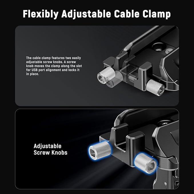 Neewer SSD Holder 40-65mm Quick Release SSD Bracket Mount with Cable Clamp Compatible with SmallRig Phone Cage for 16 Pro Max 15 Pro Max Samsung S24 Ultra T9 T7 T5 SanDisk, PA065