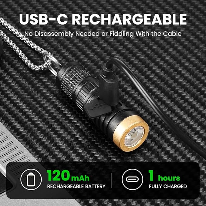 Yemao Rechargeable Keychain Flashlight with Chain,600 High Lumens EDC Pocket Flashlights, Mini Flashlight with 6 Modes for Home Daily Use,Outdoor Emergency (Mini)