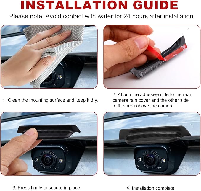 4pcs Car Rear View Camera Anti-Rain Cover, 2.95x0.49x0.46in/7.5x1.25x1.16cm Durable ABS Material Rear View Backup Camera Cover for Automotive Exterior Accessories(Black)