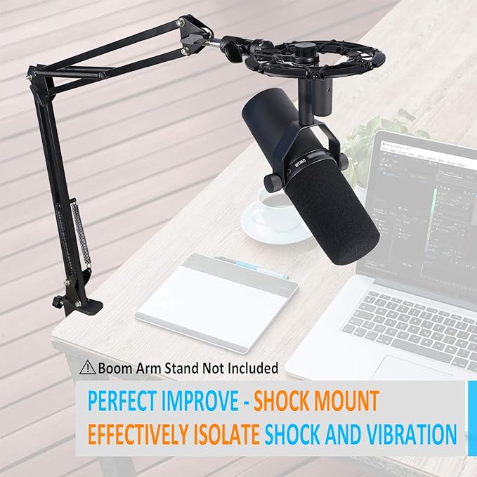 SM7B Shock Mount Reduces Vibration Noise Matching Mic Boom Arm Stand, Compatible for Shure SM7B Mic by YOUSHARES