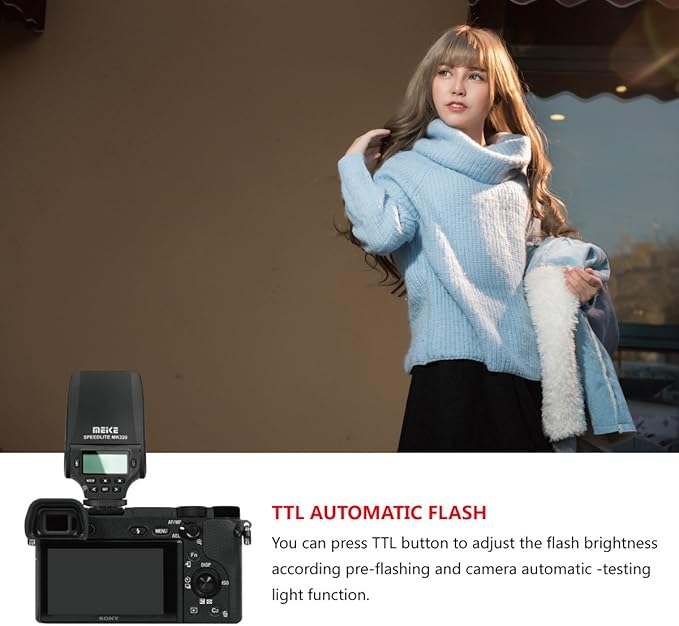 MEIKE MK-320S Mini TTL Speedlite Automatic Flash for Sony MI Hot Shoe DSLR and Mirrorless Cameras A7 A7II NEX6 A6000 A6300 A6500