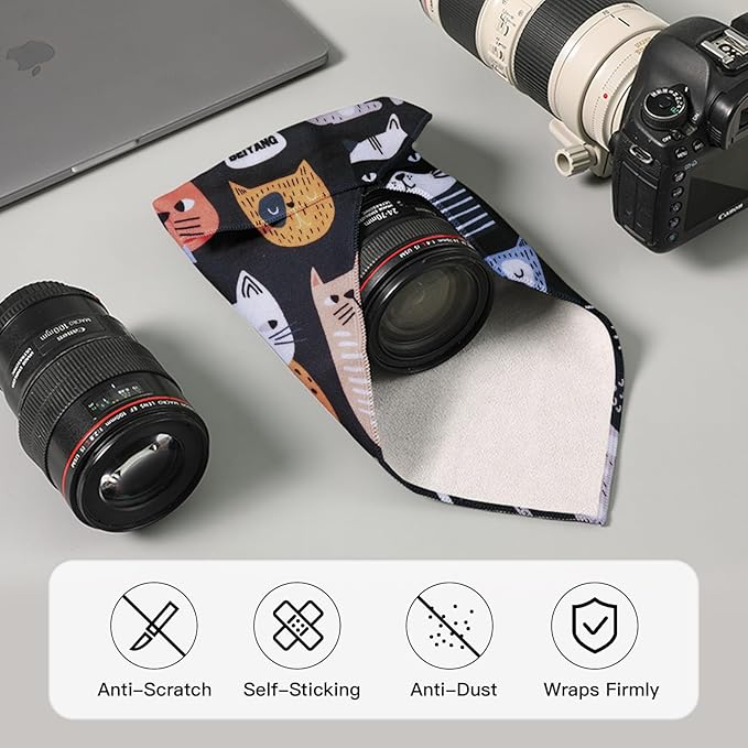 BEIYANG 13.8x13.8 Inch Camera Protective Wrap, Lens Protector Wrapper, Magic Self-Adhesive Cloth for Camera/Lens/Phone/DSLR/Laptop/Accessories, Anti Scratch Equipment Wrap Storage Pouch