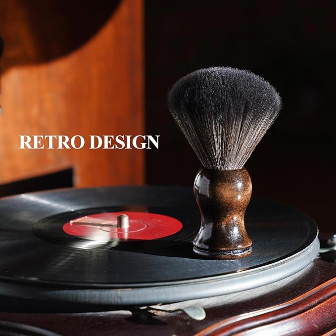 NiHome Vinyl Record Cleaning Brush, Anti-Static Soft LP Record Cleaner, Vinyl Dust Remover Brush with Ultra-Fine Fiber Bristles, Safe for Vinyl LP CD Album, Retro Design with Beech Wood Handle (Small)