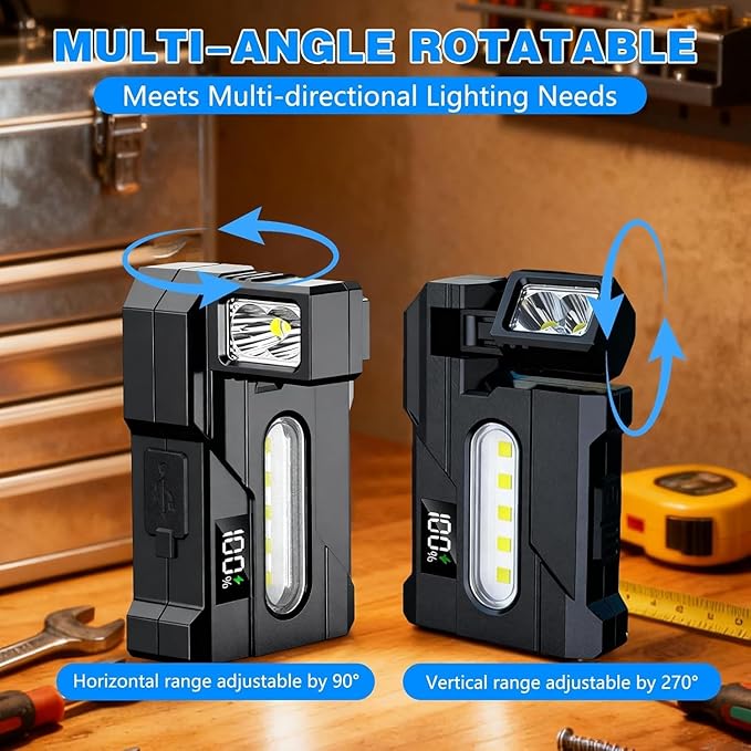 G5 Rechargeable EDC Flashlight, Powerful 500 Lumens Super Bright Small Mini Flashlights with Clip, 1500mAh Portable Flat Pocket Magnetic Keychain Flashlights for Outdoor Camping Emergencies