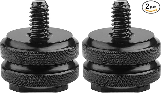 Camera Hot Shoe Mount to 1/4"-20 Tripod Screw Adapter Flash Shoe Mount for DSLR Camera Rig (Pack of 2)
