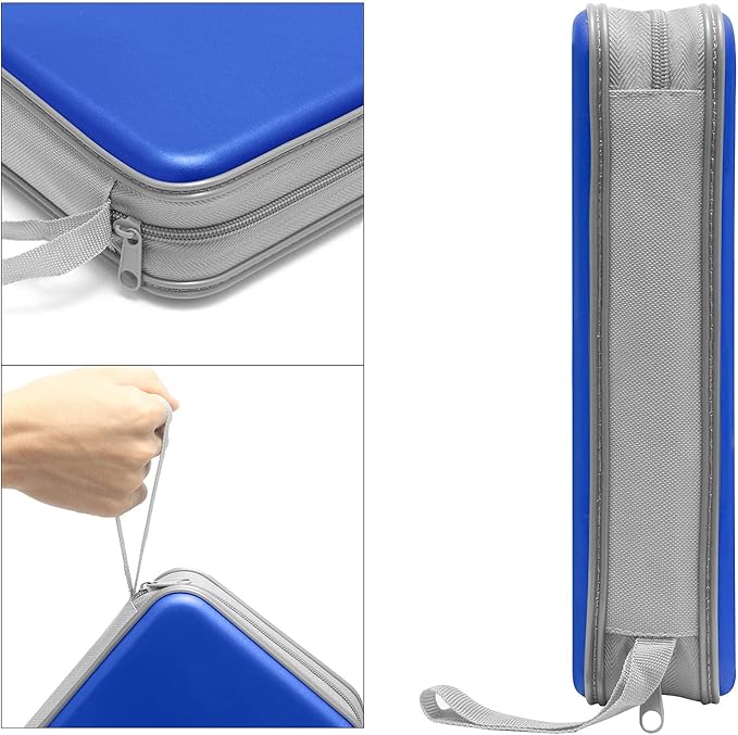CD Case Holder, 80 Capacity CD/DVD Case Holders Wallet Hard Plastic CD DVD Disc Cases Storage Binder for Car Home Office Travel (Blue)